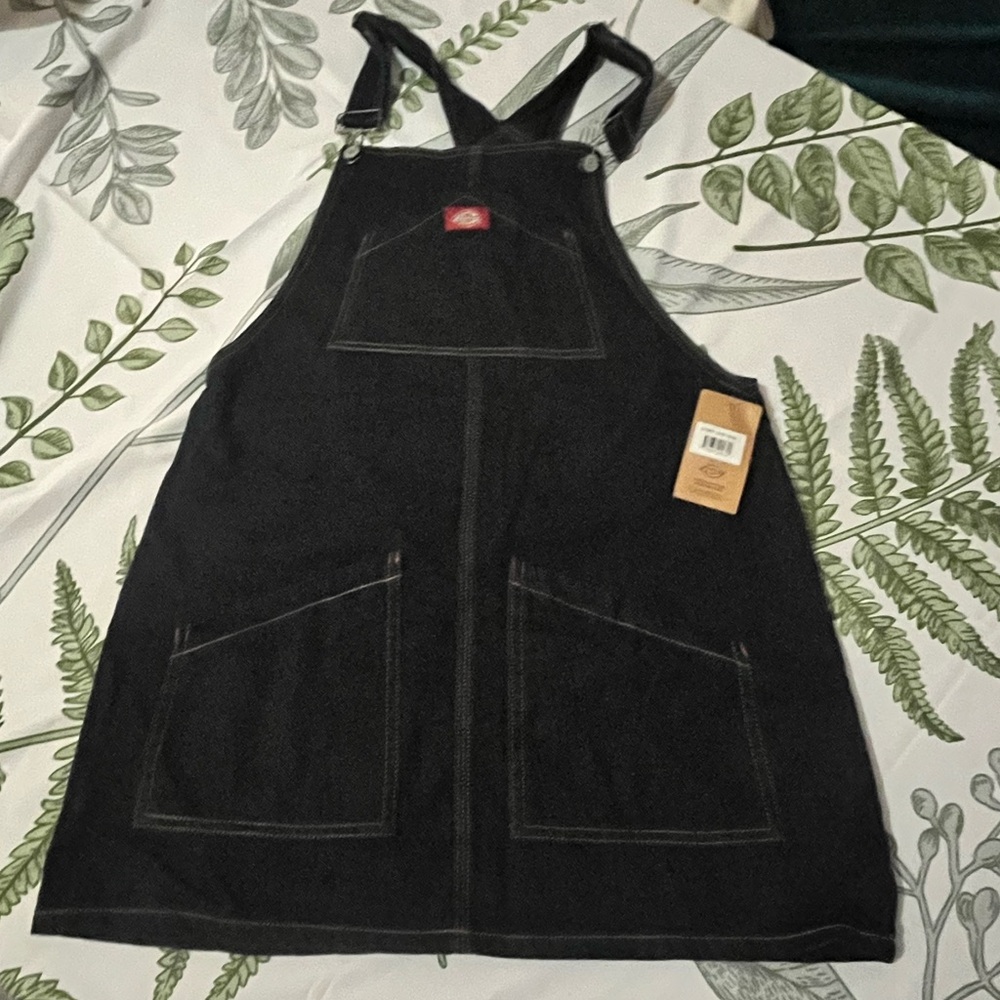 dickies skirt overalls in dark rinse